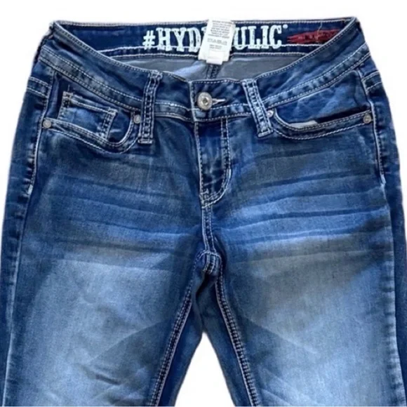 💙 HYDRAULIC Lola Curvy Low Rise Skinny Jeans 5/6 ✨ Embroidered Y2K Denim 💙 - Picture 2 of 13